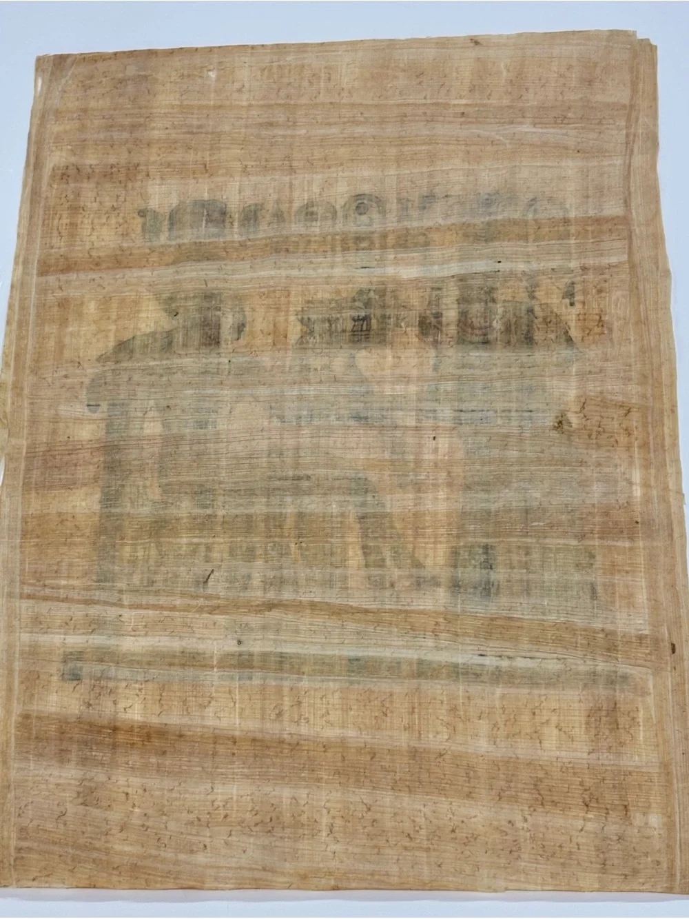 Vintage Egyptian Hand Painting on Papyrus-King Tutankhamen & Queen with Mat 13x9